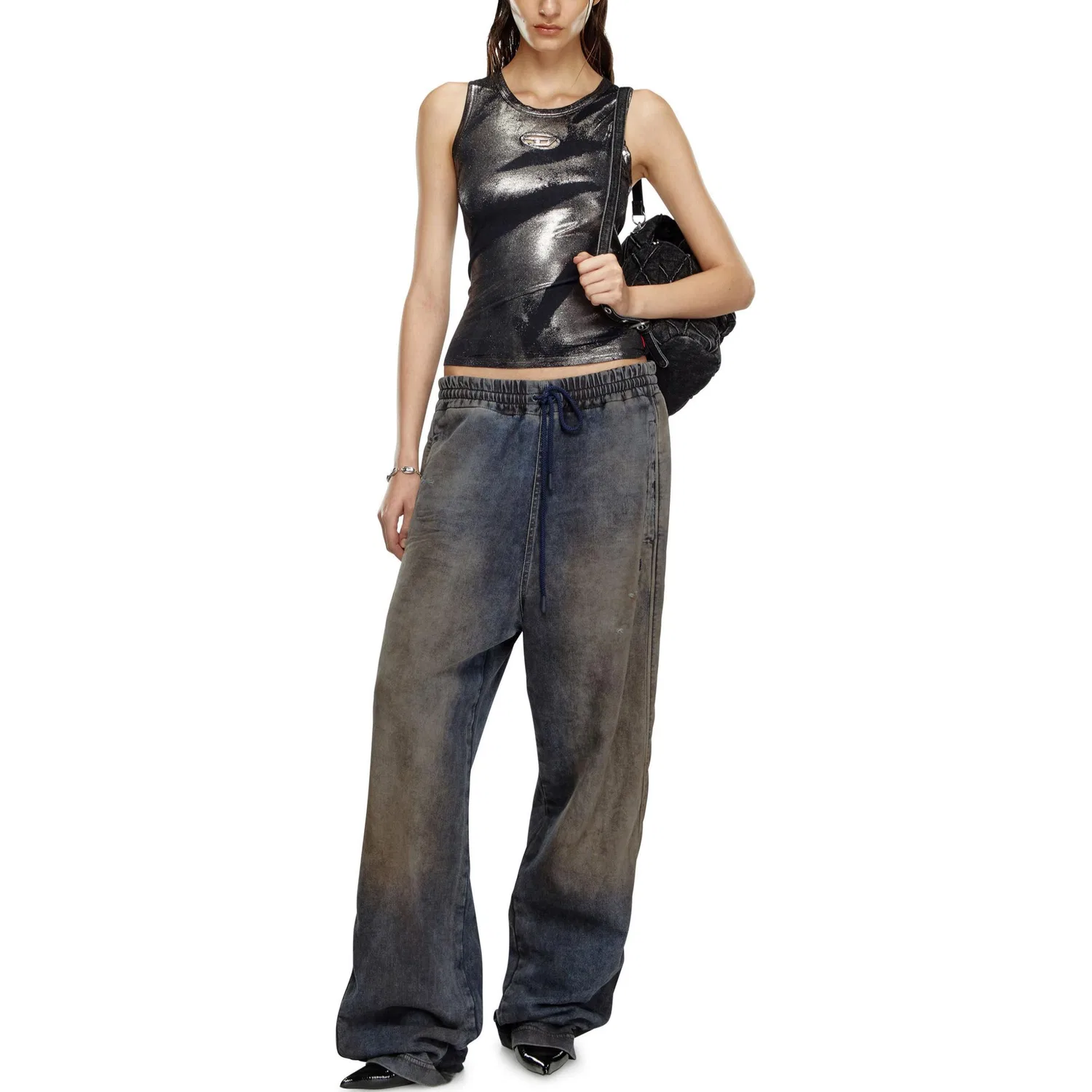 Топ майка Tank Top DIESEL, Silver/Black — фото 3