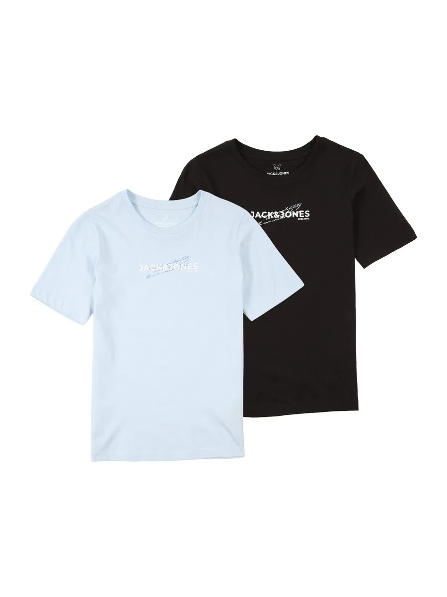 Детская футболка 'JCOETERNA' светло-голубого и черного цвета Jack & Jones Junior