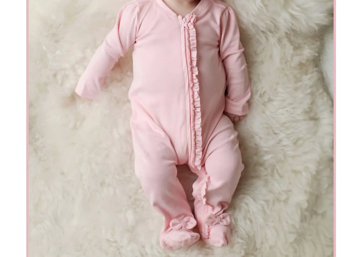 Детский боди-комбинезон для девочек с рюшами и бантами Lulu Lemon Loves Layette, розовый