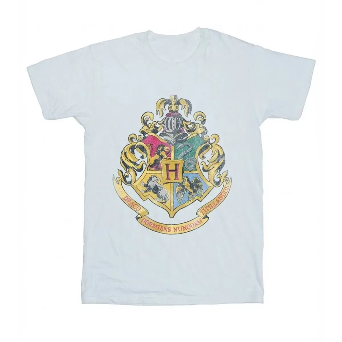 Футболка хлопковая с принтом Hogwarts crest Harry Potter, White