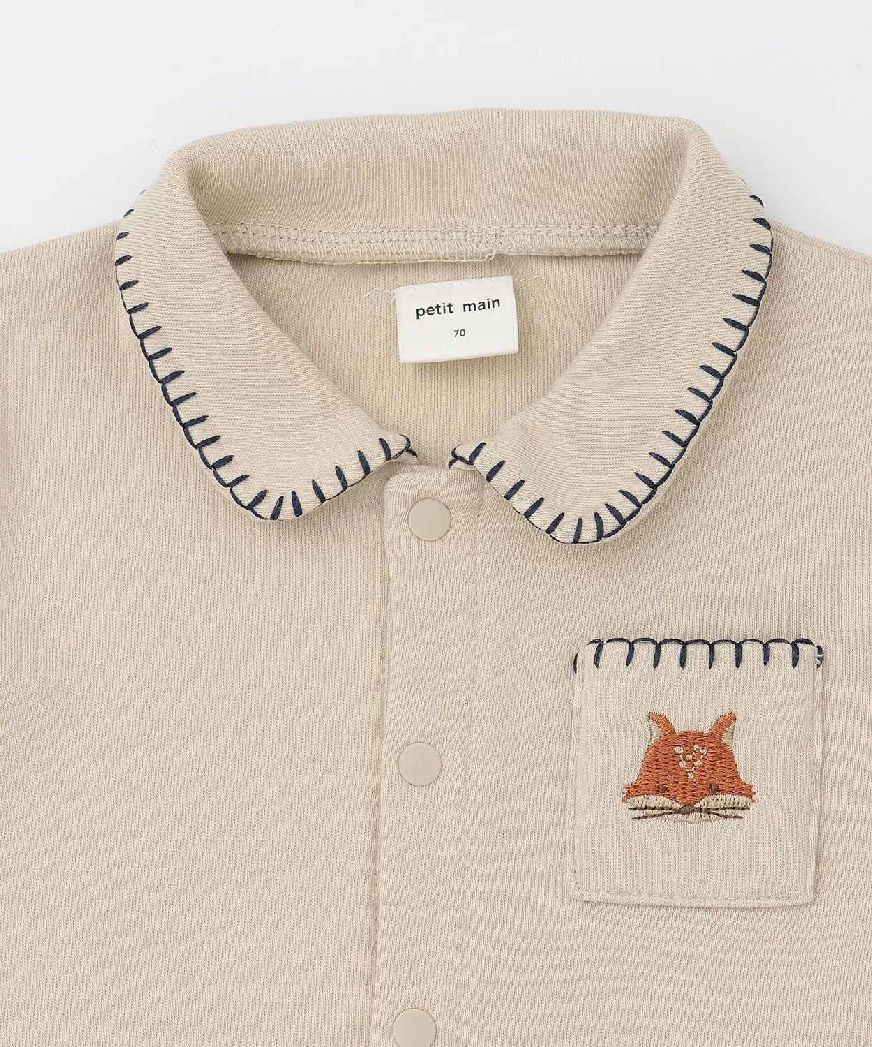 Детский комбинезон-боди с вышивкой на воротнике petit main, Light Blue — фото 4