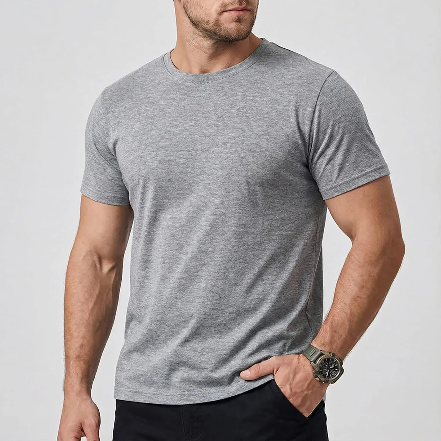 Мужская футболка с коротким рукавом Dry Fit, Grey — фото 2