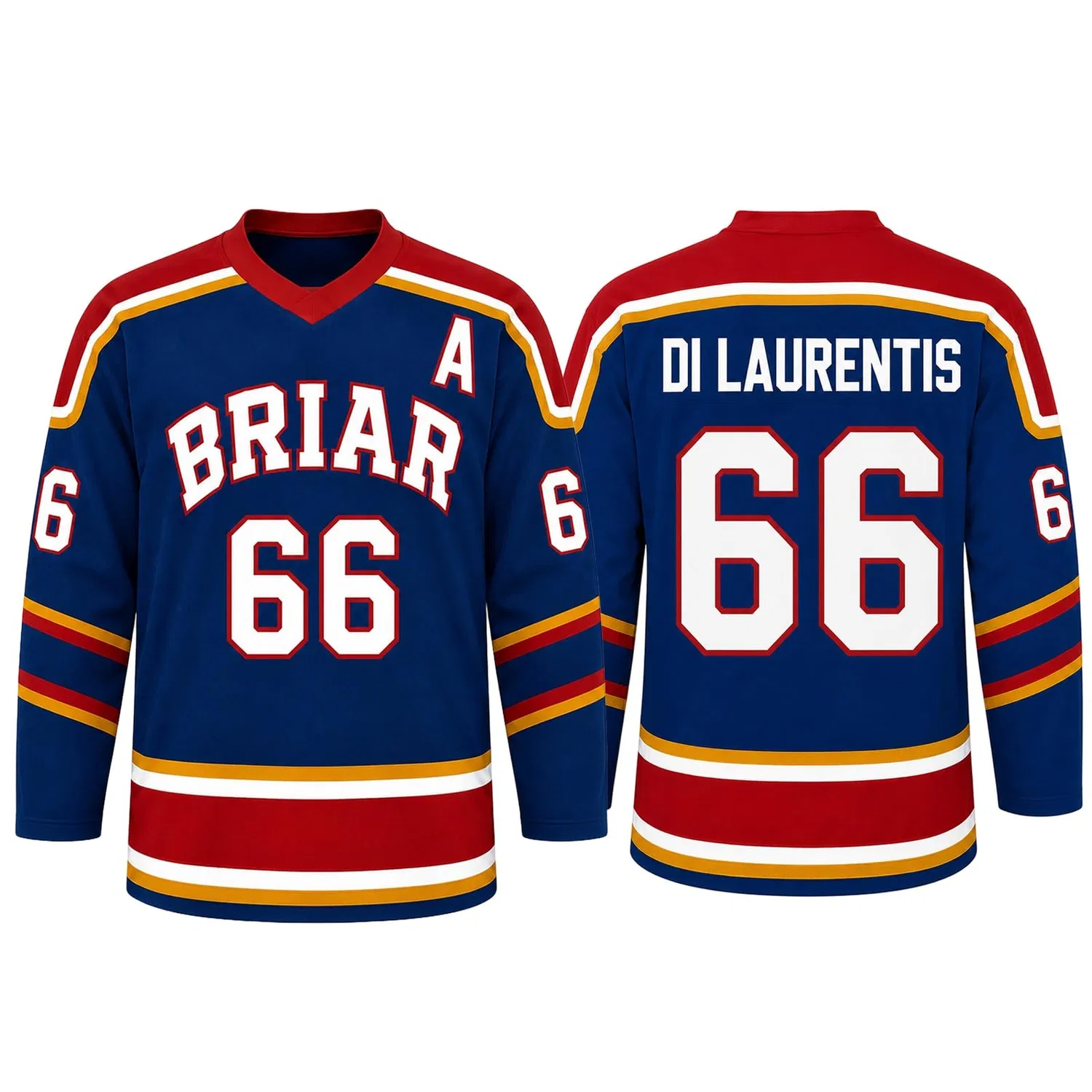 Мужская футболка с длинным рукавом Campus Briar U Hockey Jersey Graham 44 & Logan 22 & Tucker 46 & Laurentis 66, C23