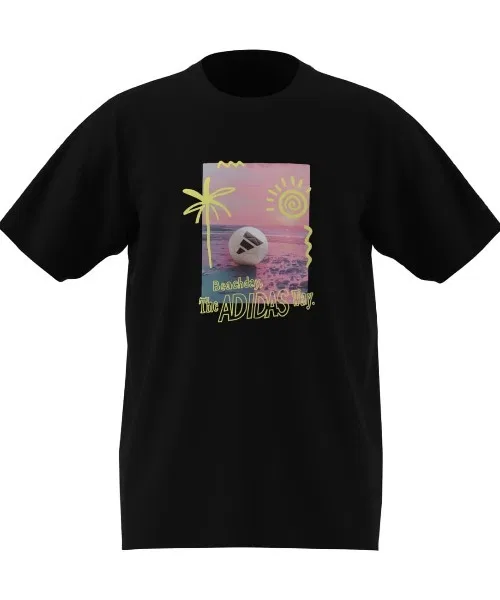 Детская футболка с принтом Cool Feeling Regular Fit Beach Graphic Adidas, Черный