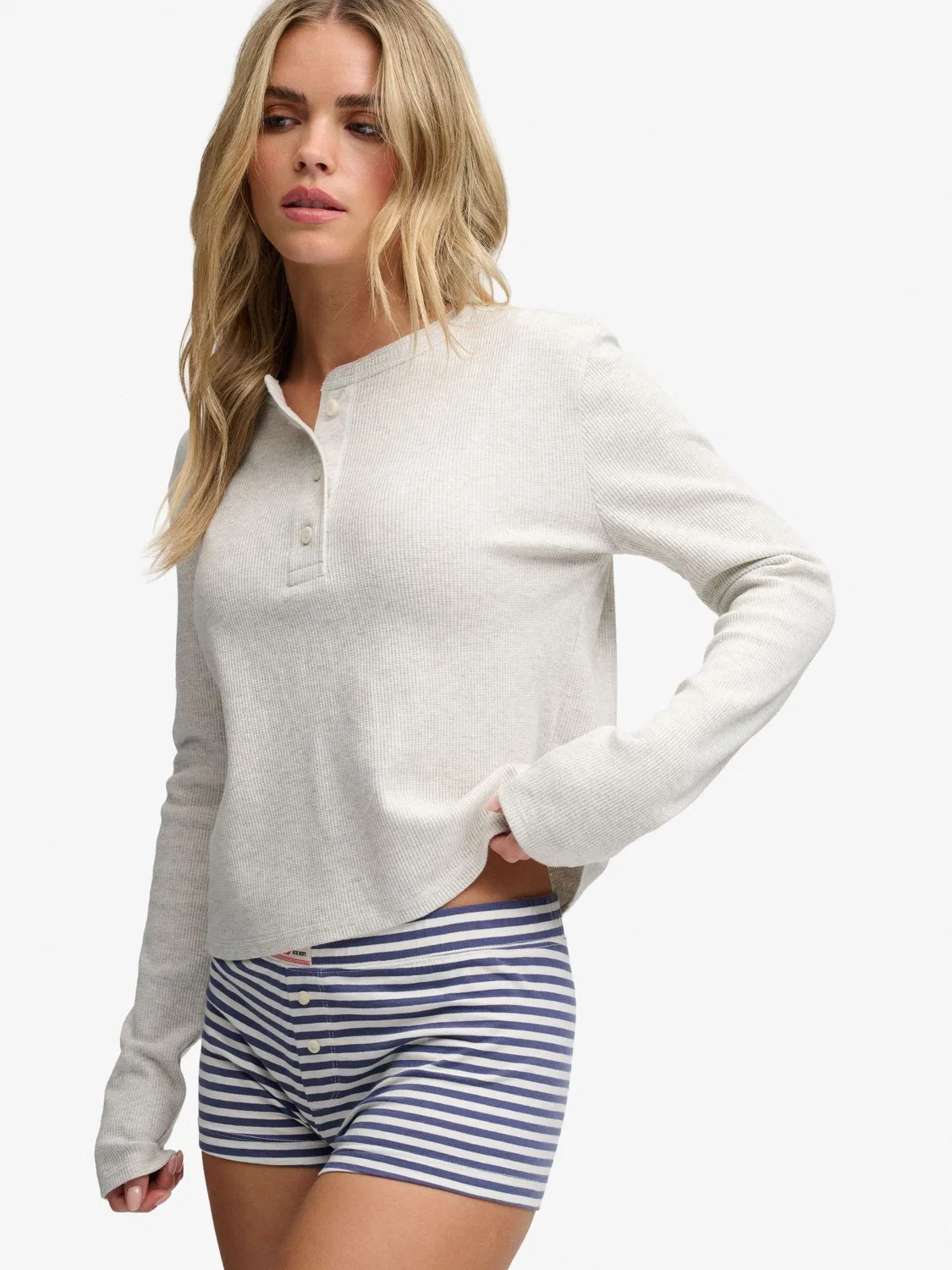 Топ Superdry Athletic Essentials Waffle Button, коричневый — фото 4