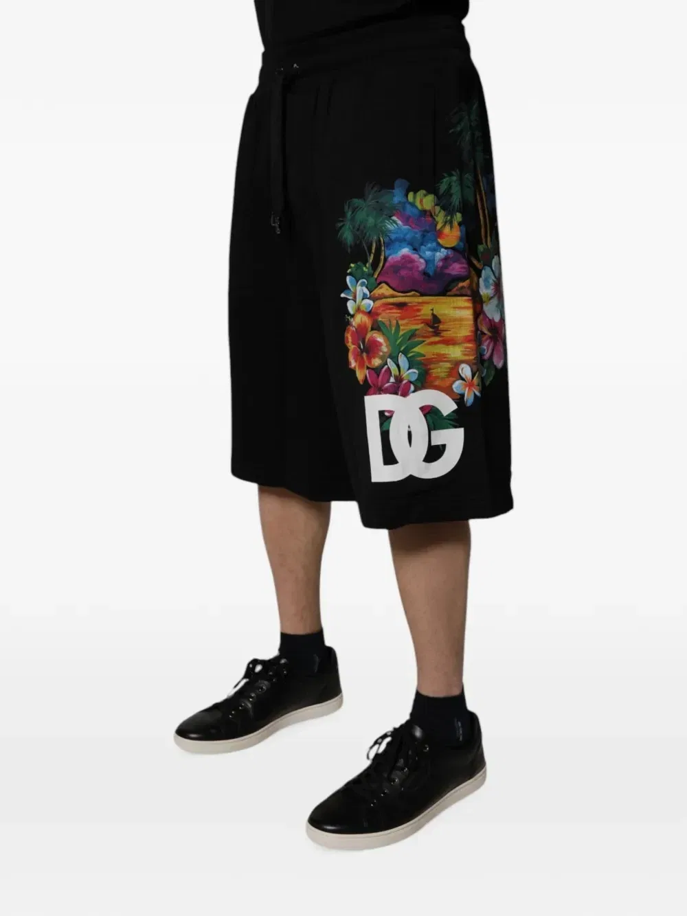 Шорты DG с тропическим принтом DOLCE & GABBANA, черный — фото 2