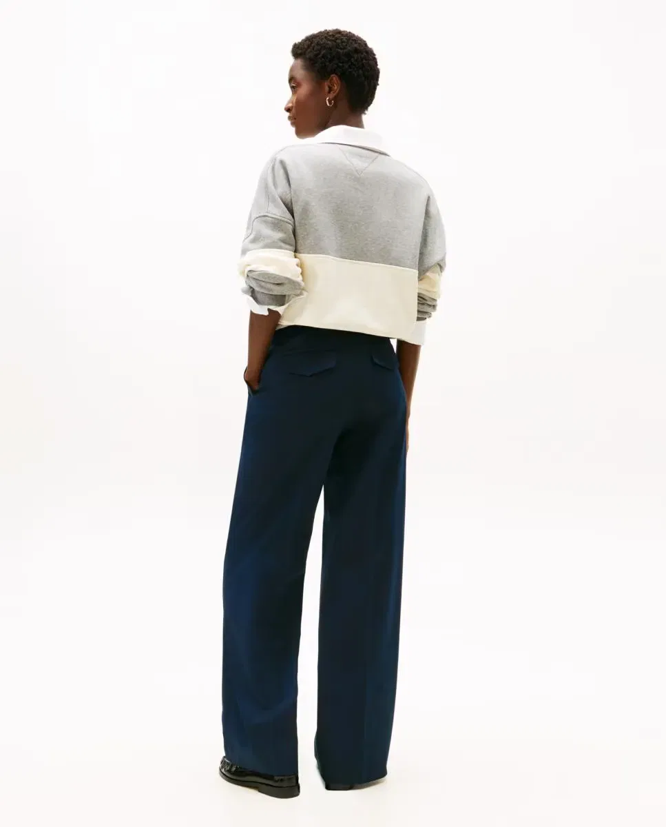 Женские брюки широкие из хлопка Tommy Hilfiger, Azul Marino — фото 4