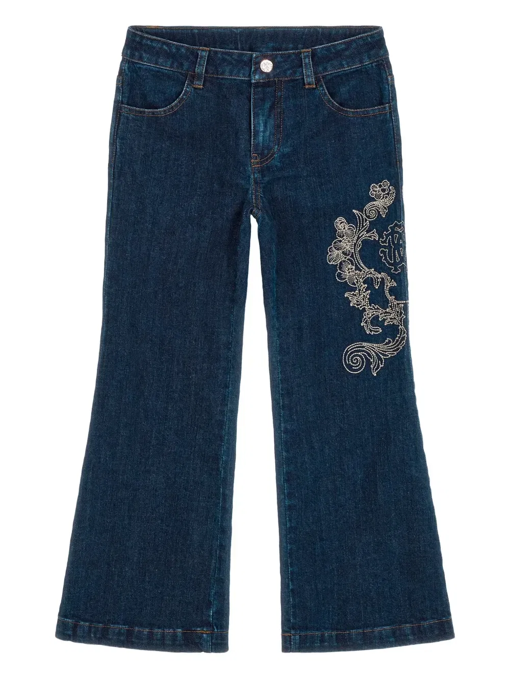 Джинсы с вышитым логотипом Roberto Cavalli Junior, синий