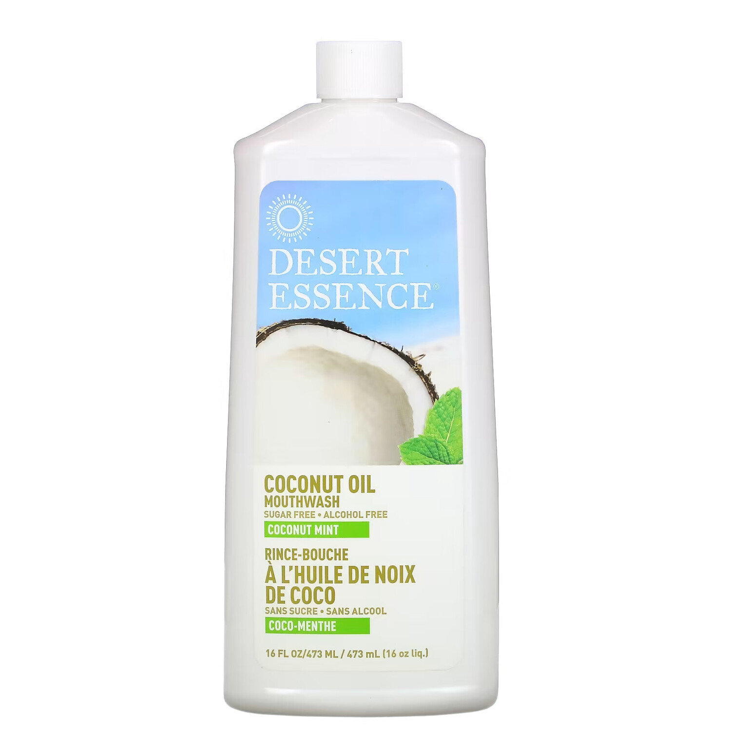 

Desert Essence, ополаскиватель для рта с кокосовым маслом, кокосовая мята, 473 мл (16 жидк. унций)