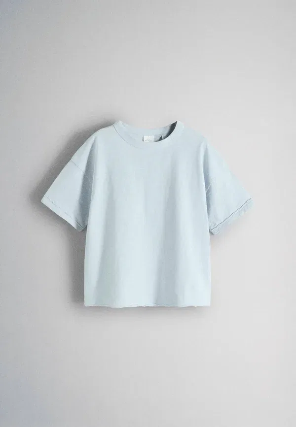 Футболка хлопковая Basic T-shirt The Set, Yellow, Brown, синий/желтый/коричневый — фото 4