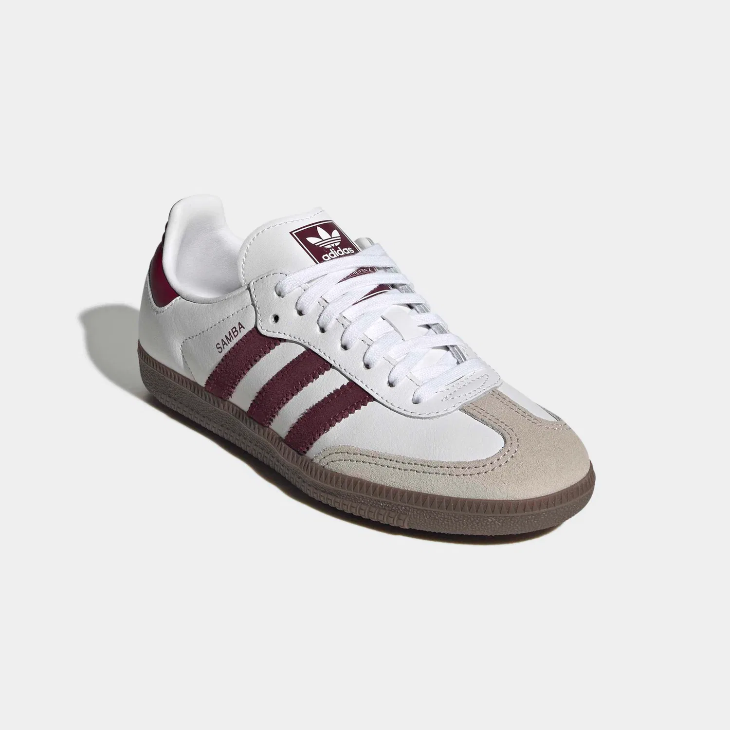 Детские кожаные кроссовки с тремя полосками Adidas Originals, Cloud White/Maroon