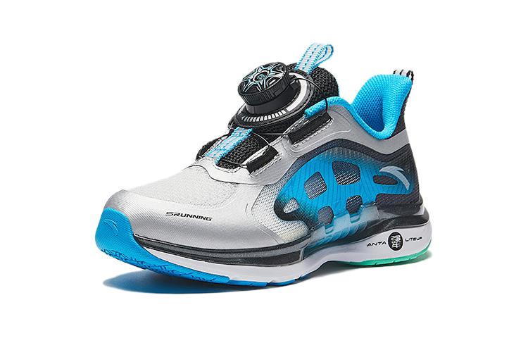 Износостойкие дышащие низкие детские кроссовки для беска Silver Blue Black дошкольные Antakids — фото 2