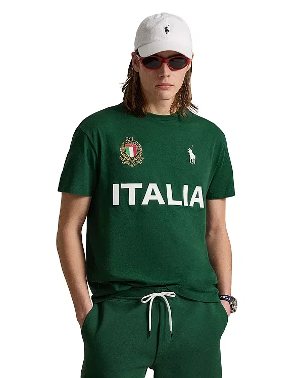 Мужская футболка с принтом Classic Fit Italy Polo Ralph Lauren, зеленый