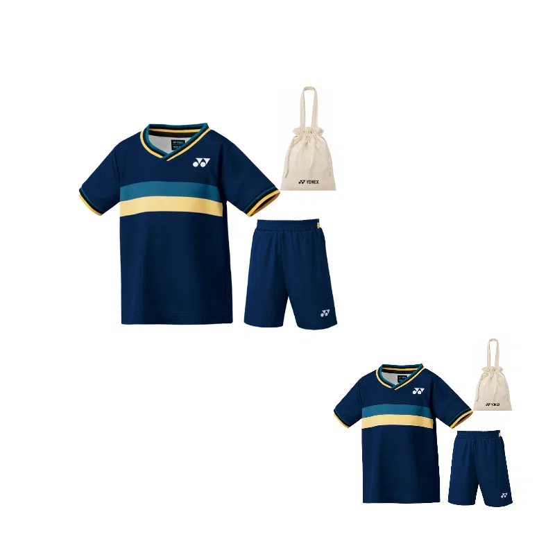 Детский спортивный комплект с V-образным вырезом, тонкий, Marine Indigo, YONEX