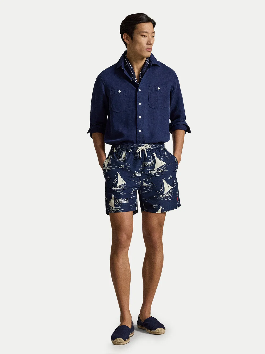 Мужские плавки-шорты стандартного кроя Polo Ralph Lauren, темно-синий — фото 2