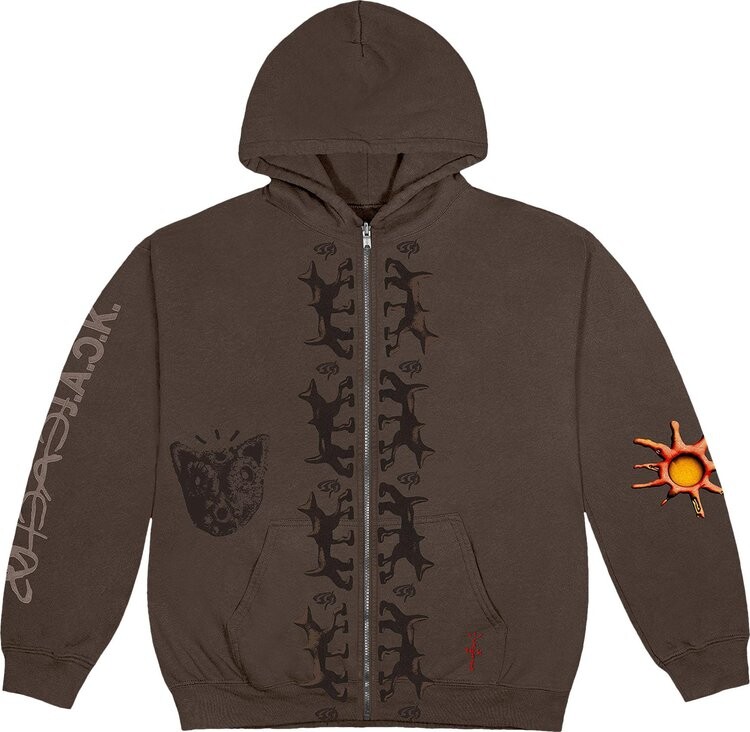 

Худи Cactus Jack by Travis Scott Reverse Dog Zip Up Hoodie 'Brown', коричневый