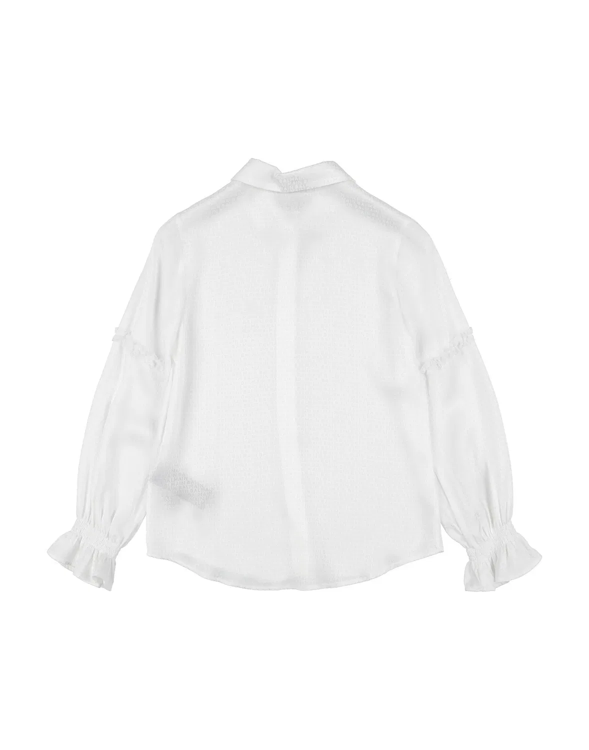 Детская рубашка из атласа с кружевом Long Sleeve Balmain, белый — фото 2