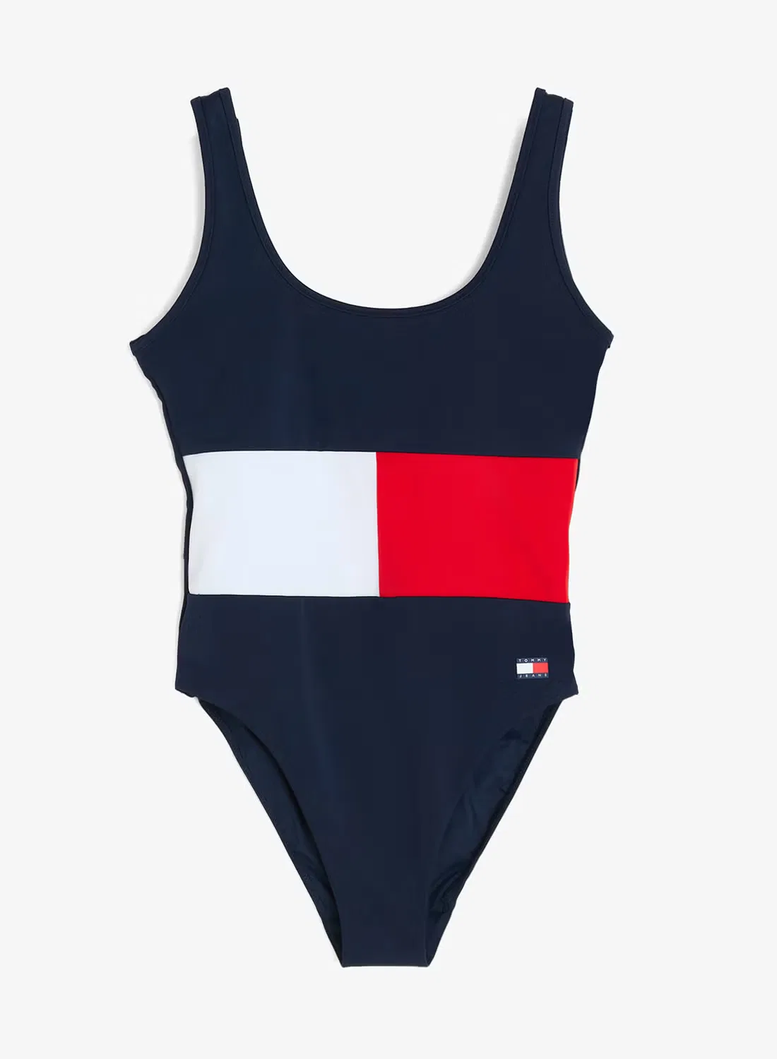 Купальник слитный с цветочным принтом Tommy Hilfiger, темно-синий