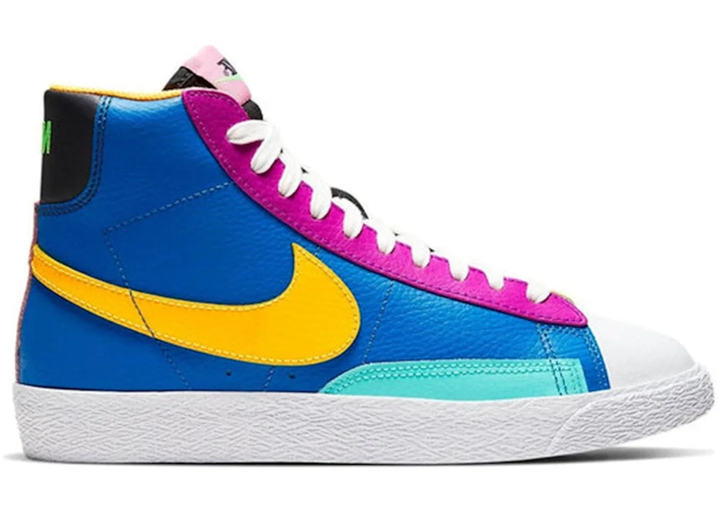Детские кроссовки Lifestyle с цветовыми блоками Nike Blazer Mid, Battle Blue/Aurora-Vivid Purple-Laser Orange