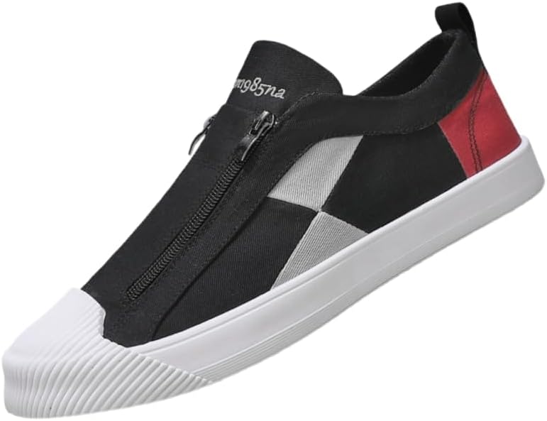 

Мужские спортивные кеды из канвы, дышащие спортивные повседневные кроссовки, с плоской подошвой и молнией Hoalox, черный