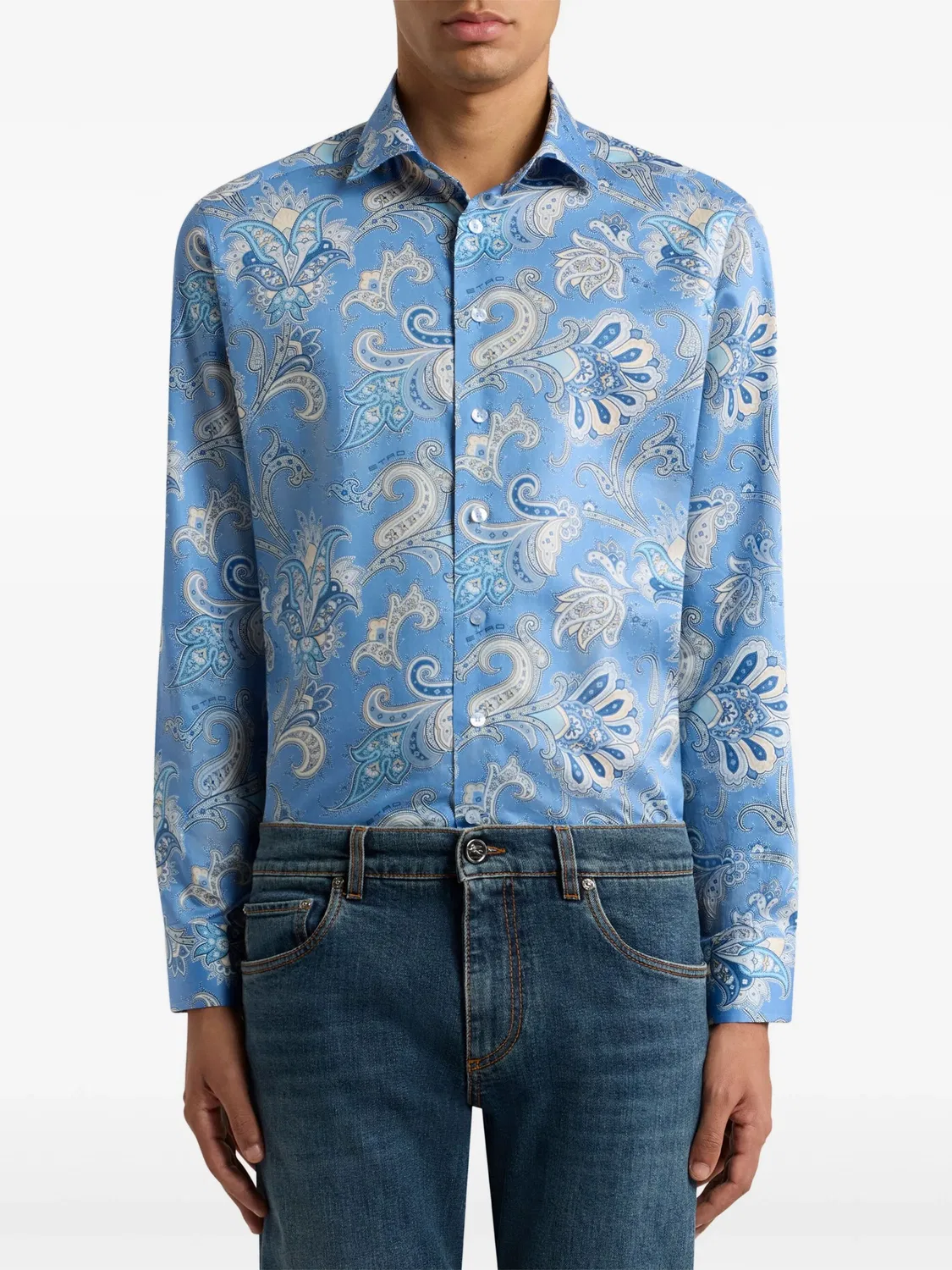 ETRO Синяя рубашка из 100% хлопка — фото 3