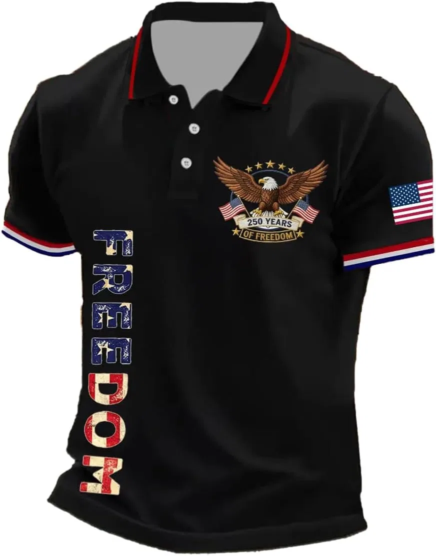 Мужское поло с принтом 250 лет свободы Shirt122405, Black