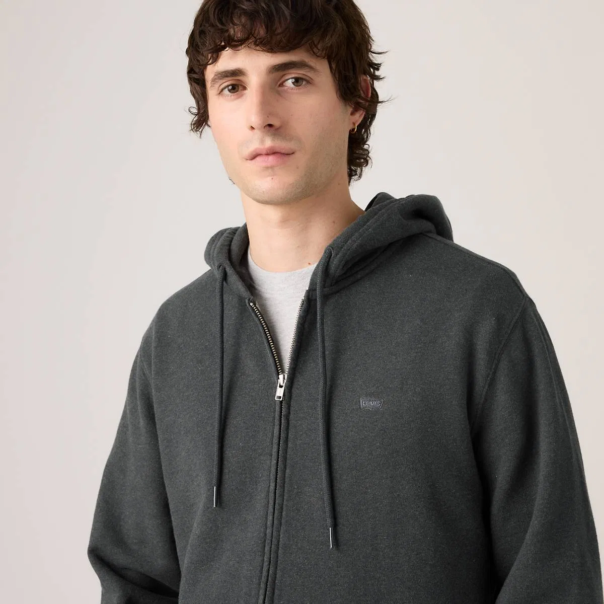 Оригинальная фирменная толстовка на молнии Levi's, Obsidian Heather - Grey — фото 2