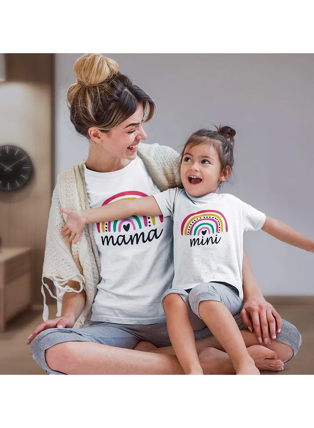 Комплект футболок с принтом радуги Matching Family Outfits, белый — фото 3