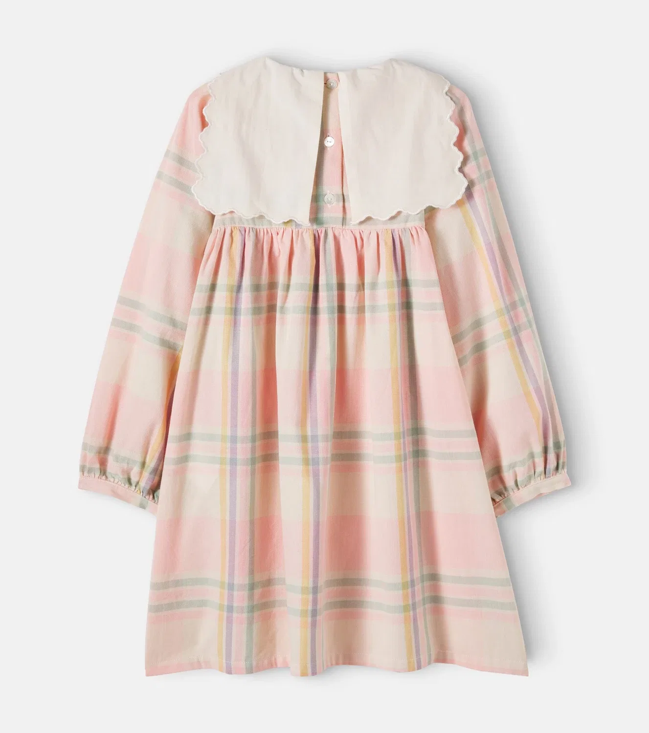 Нарядное платье с клетчатым принтом Lucy Bebe Organic, розовый — фото 2