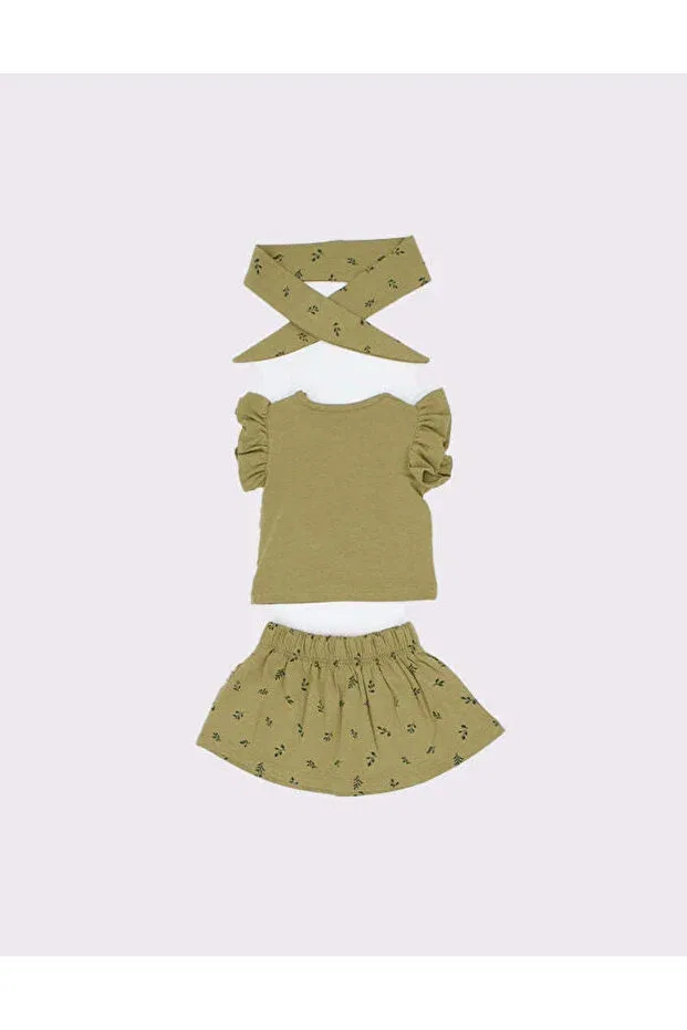 Детский комплект для девочек с принтом Basics Rg Kidsstore, Khaki — фото 4