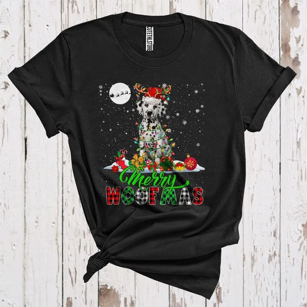 Мужская футболка с принтом Merry Woofmas, Black — фото 2