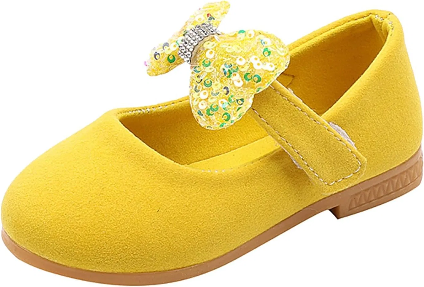 Детские туфли для девочек с блестящим бантом Мэри Джейн, Yellow