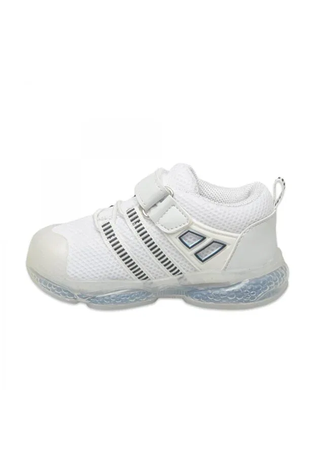 Детские спортивные кроссовки для девочек светящиеся Orante Bebe Vicco, 1101 White/Navy Blue — фото 2