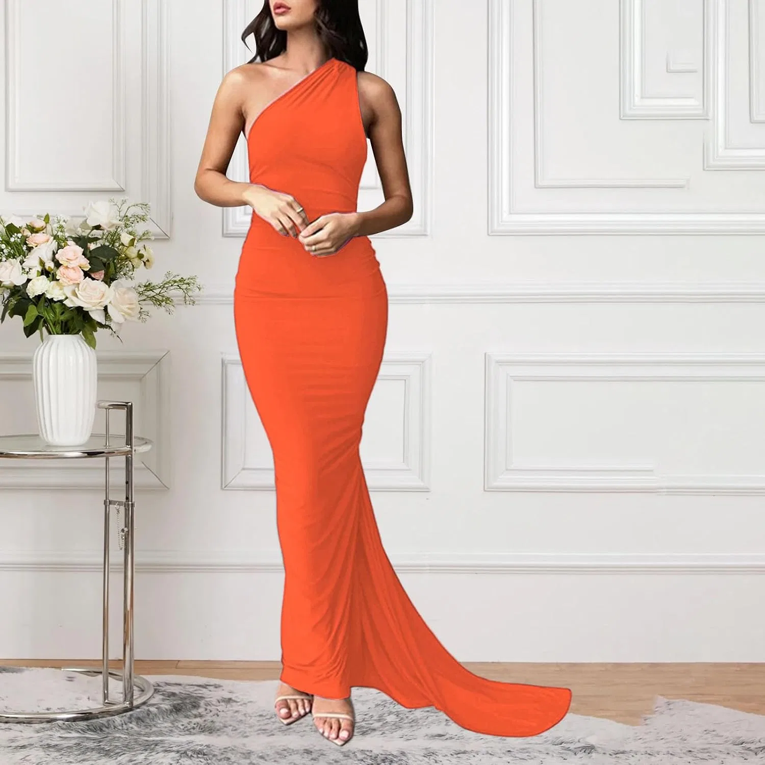 Женское облегающее платье с открытой спиной Bodycon, Orange — фото 2