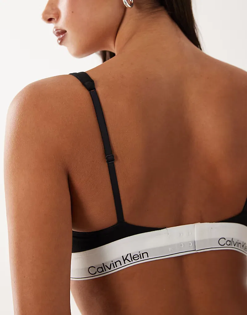 Бюстгальтер-треугольник Calvin Klein Icon Cotton Modal с эффектом пуш-ап, черный — фото 4