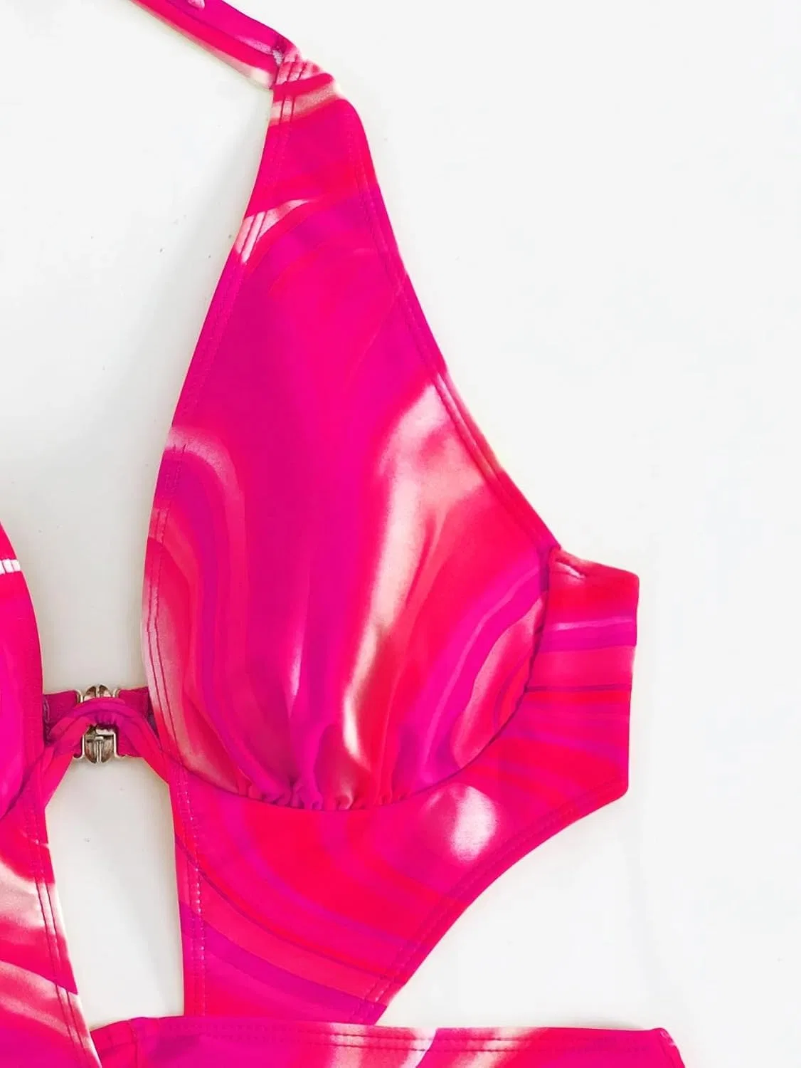 Женский монокини с вырезами и узлом Halter High Stretch, Hot Pink — фото 4