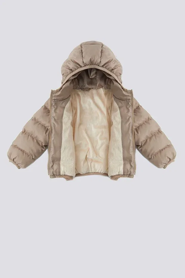 Детское пальто для девочек с капюшоном U.S. Polo Assn., Beige — фото 4
