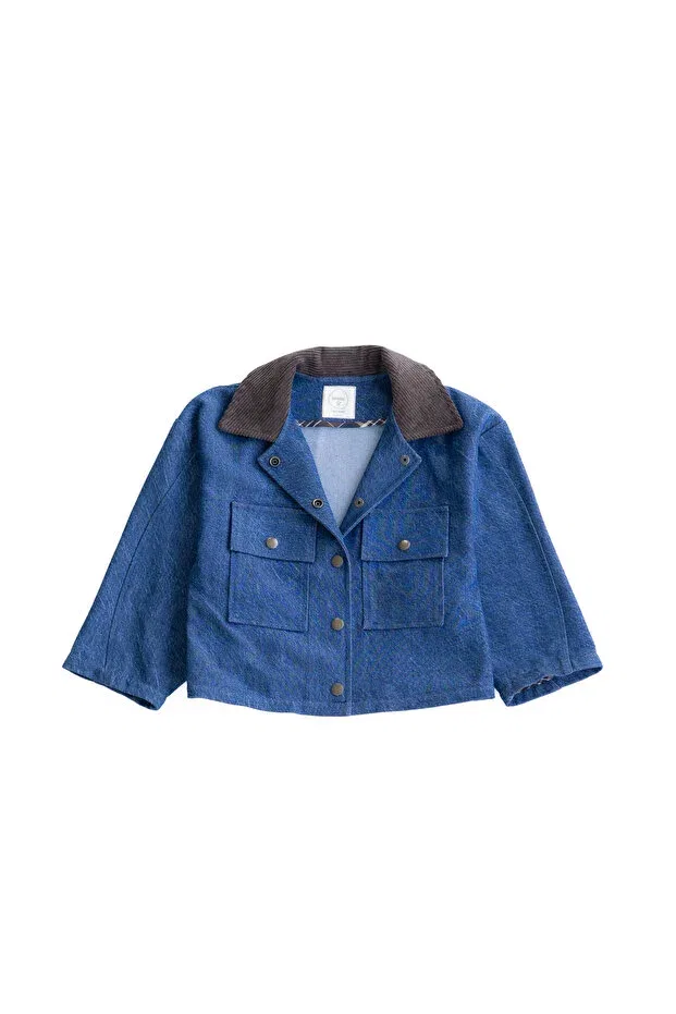 Детская джинсовая куртка для девочек с текстурой Bienvenu Baby, Navy Blue — фото 4