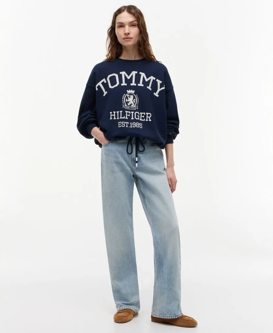 Свитшот женский с круглым вырезом и длинным рукавом Tommy Hilfiger, Dark Night Navy — фото 2