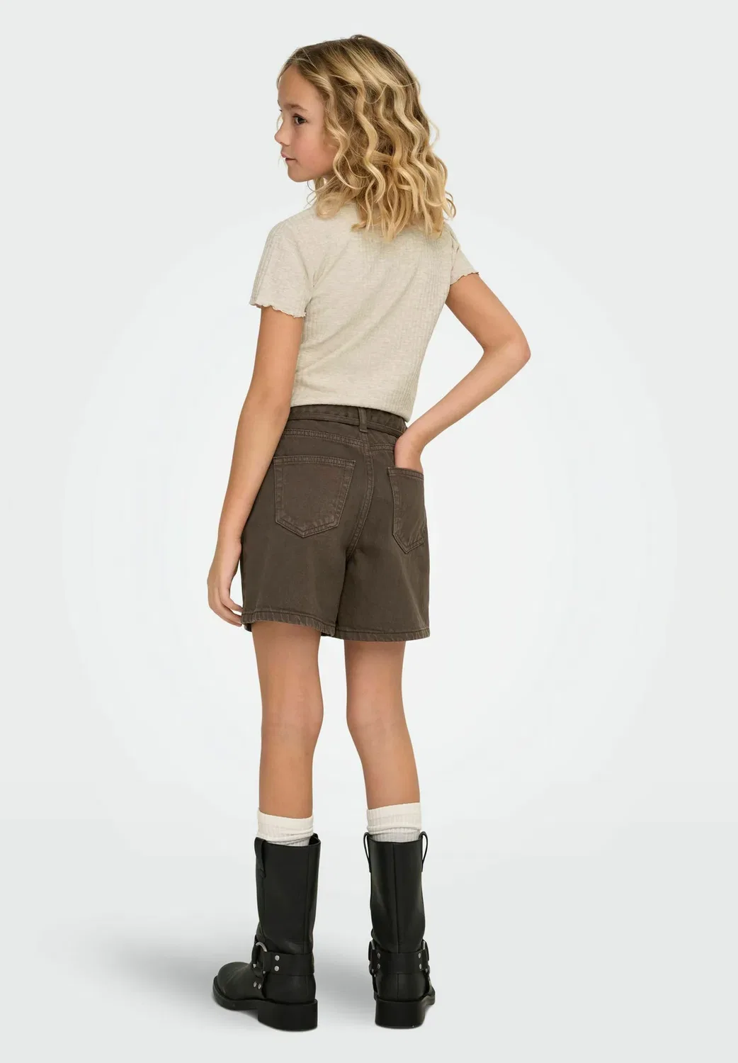 Шорты Koggianna с высокой талией, стандартного кроя - джинсовые шорты Only Girls, Chocolate Brown — фото 3