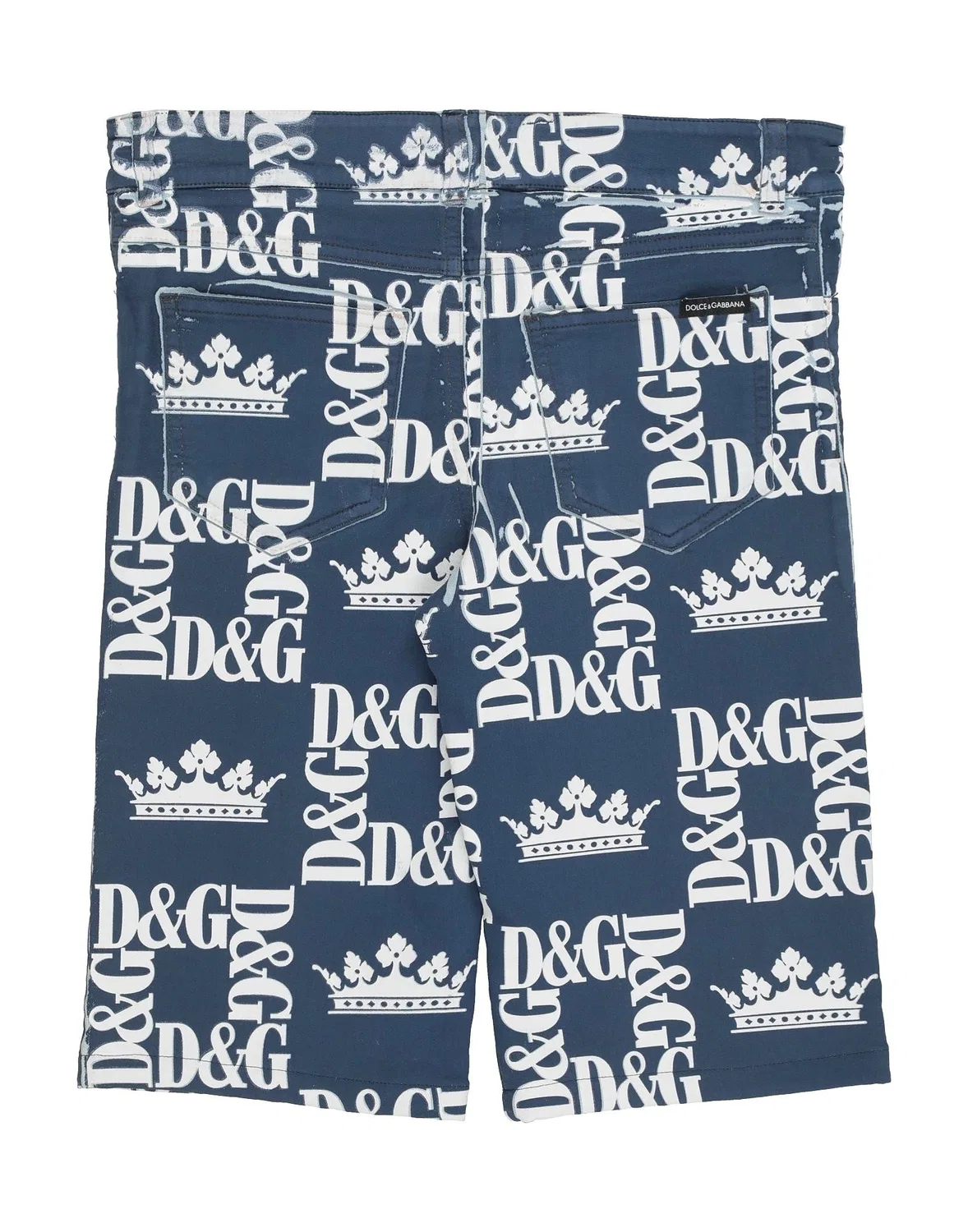 Детские джинсовые шорты для мальчиков с принтом Dolce&Gabbana, темно-синий — фото 2