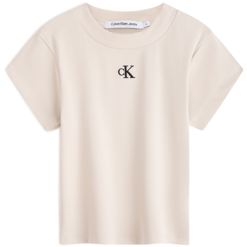 Кроп-футболка с лого-патчем Calvin Klein, ACF-цвет слоновая кость белый — фото 2