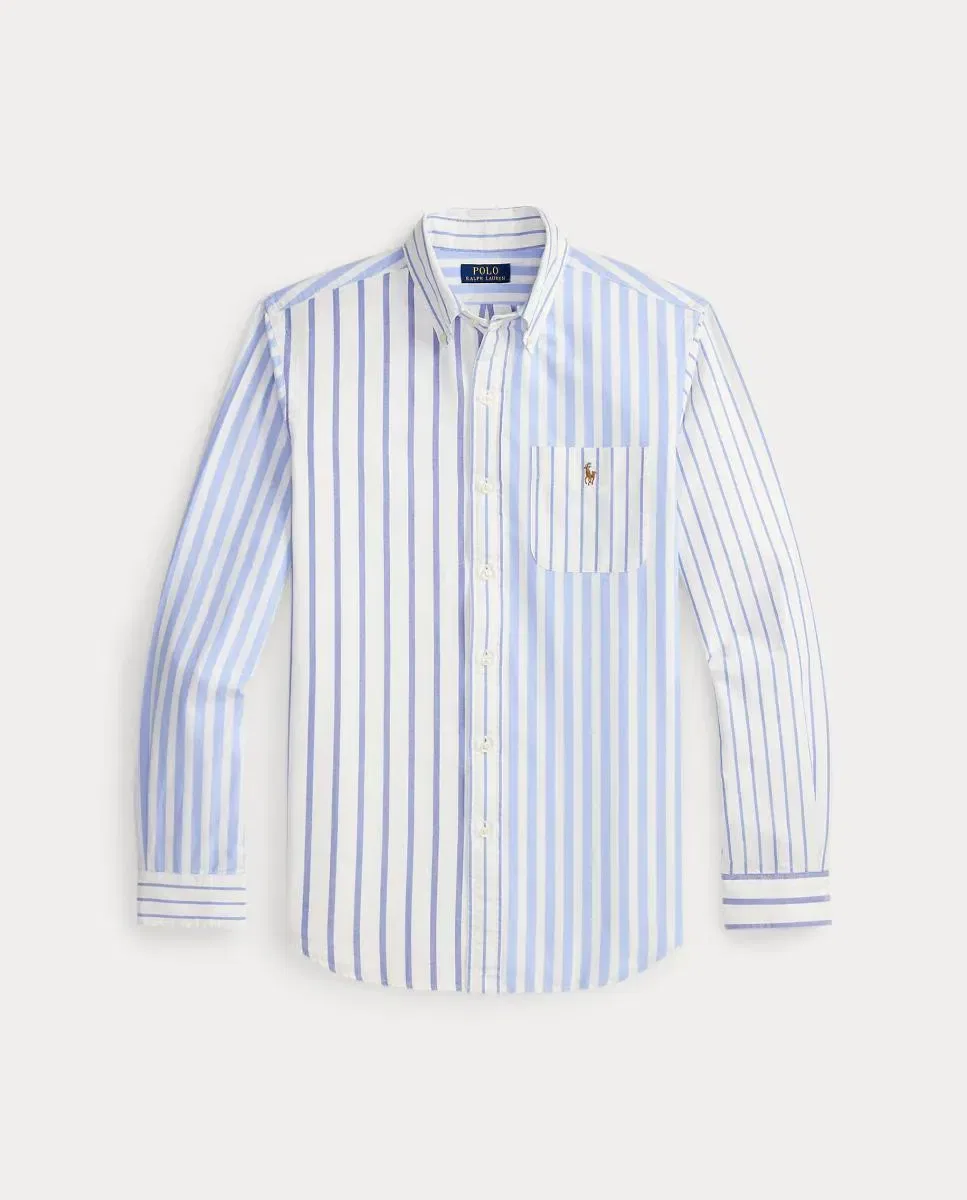 Мужская рубашка Oxford Regular Fit из переработанного полиэстера и хлопка Polo Ralph Lauren, Azul Claro — фото 4