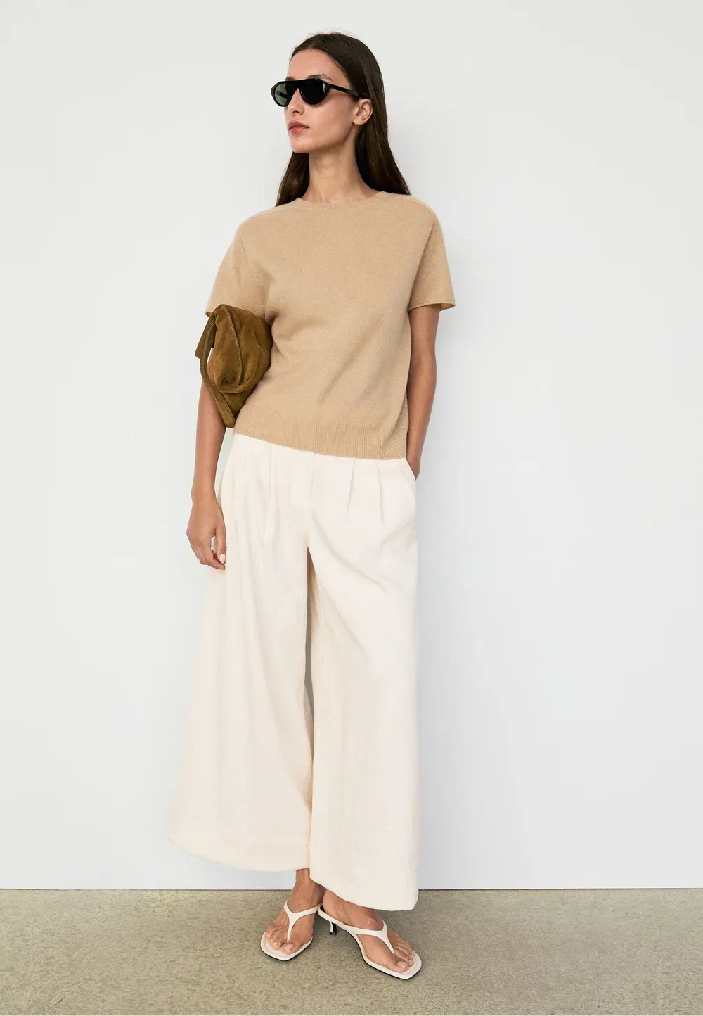 Простая футболка Massimo Dutti, Brown — фото 3