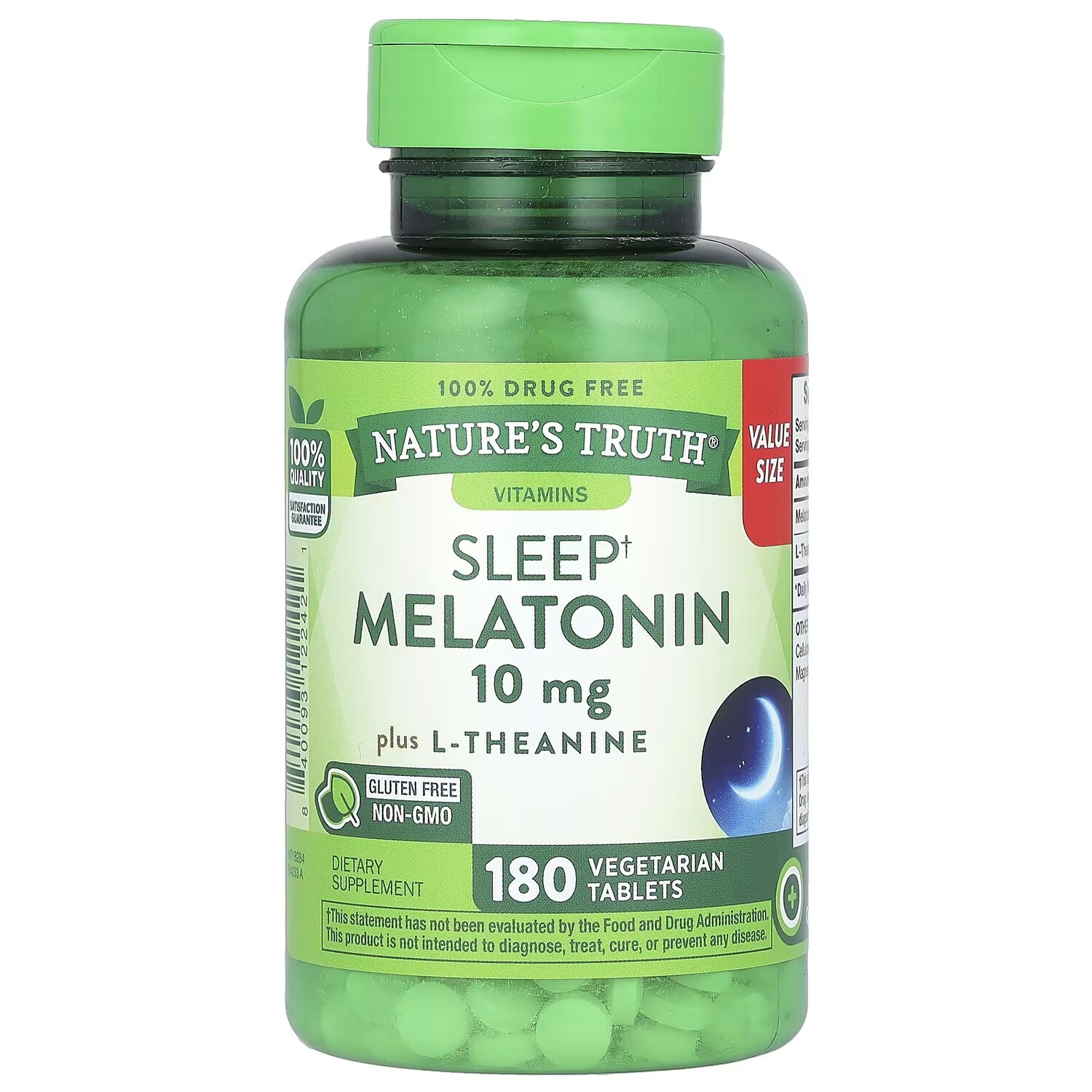 

Добавка Nature's Truth Sleep Melatonin Plus L-Theanine 10 мг, 180 вегетарианских таблеток