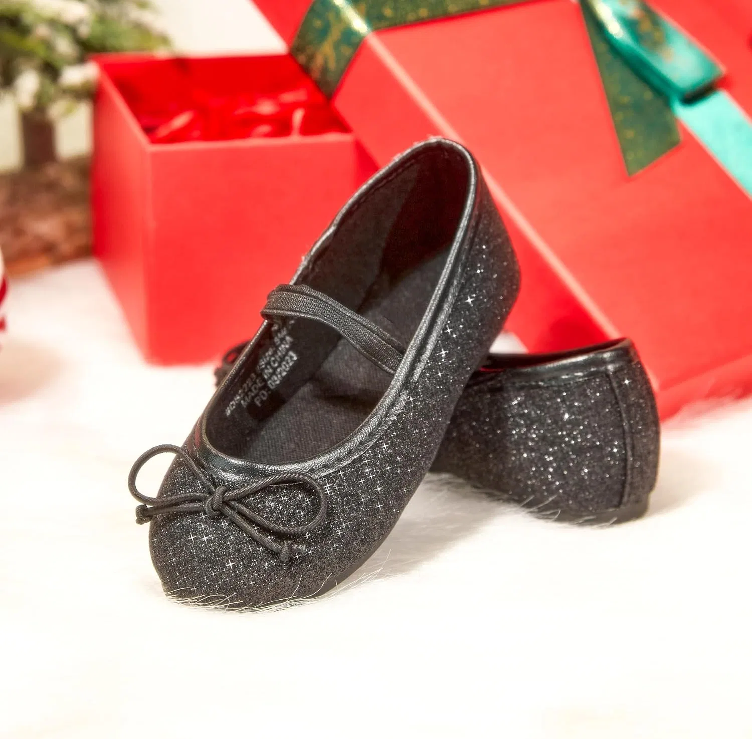 Детские балетки для девочек с эластичными ремешками PHIRAMIN, Sequin Black — фото 3