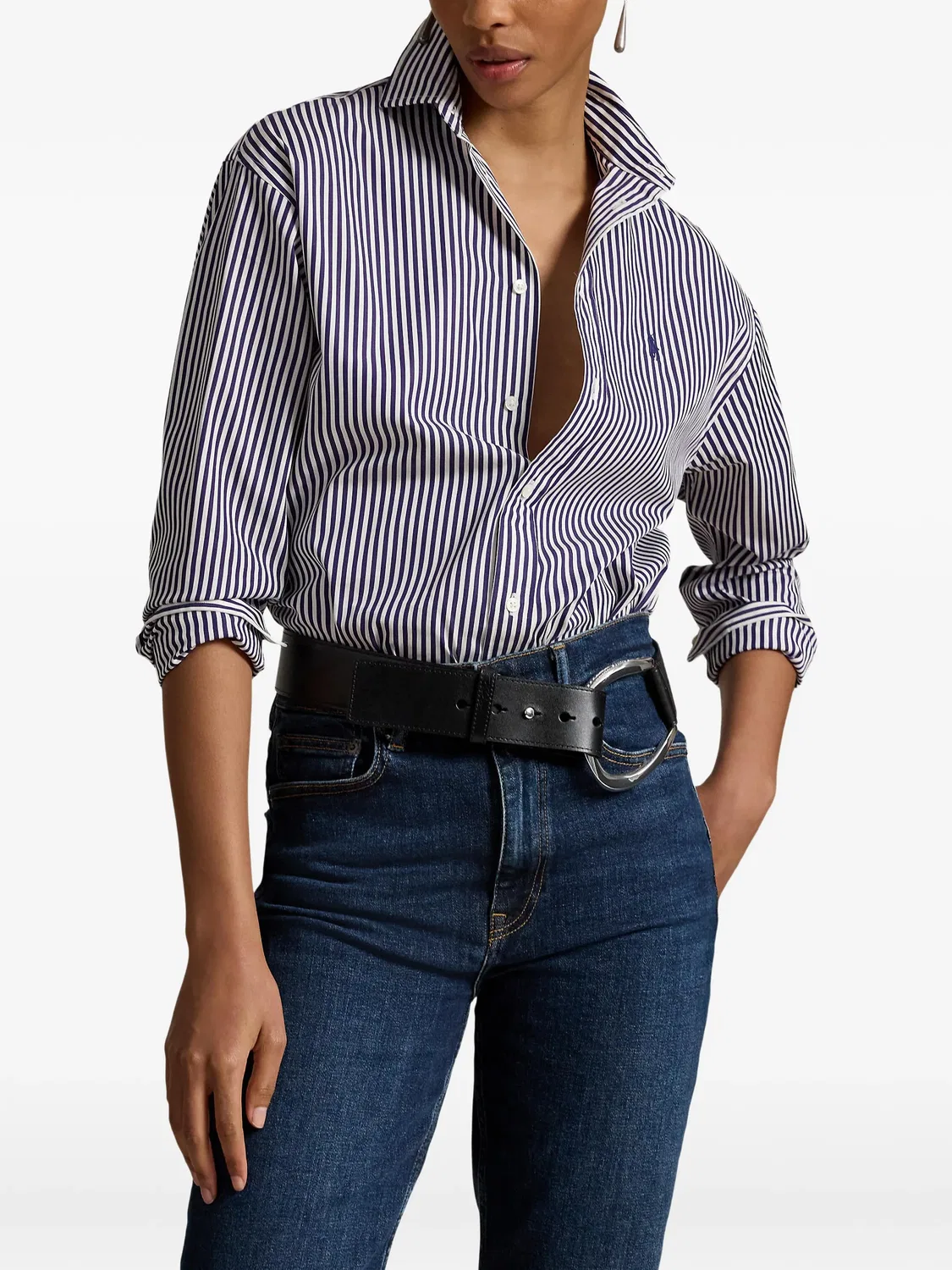 Хлопковая рубашка в фиолетовую полоску Polo Ralph Lauren, фиолетовый — фото 3