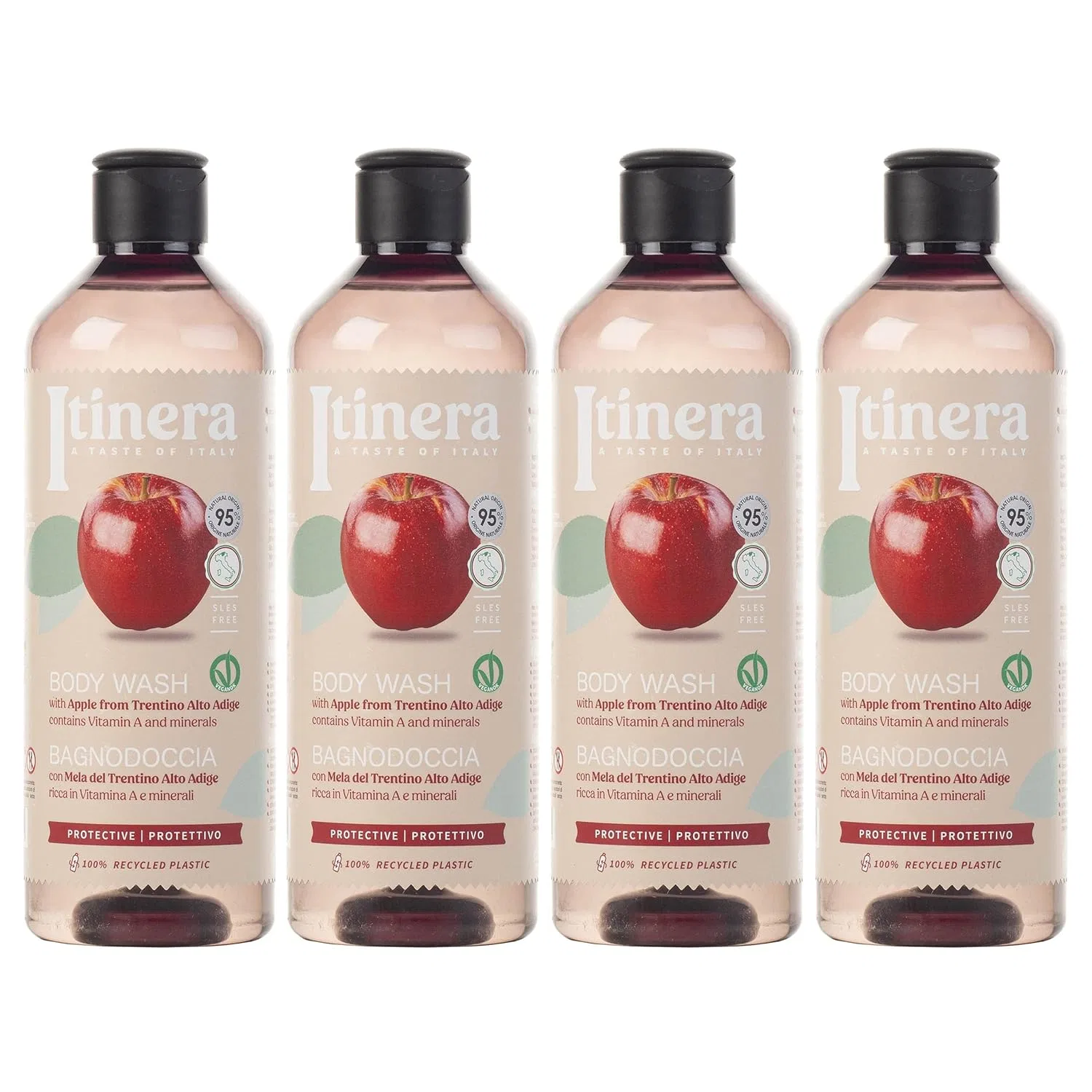 Защитный гель для душа Apple Trentino, sarcia.eu, набор 4 шт, 370 мл, Apple