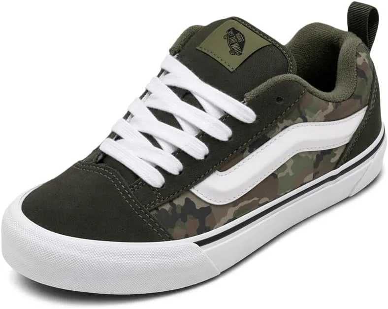 Детские кроссовки с ретро-дизайном Knu Skool Vans, Check Camo Obsidian Fern/Green