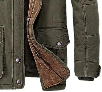 Мужское пальто-пуховик с капюшоном, Fur Hood, зелёный — фото 3